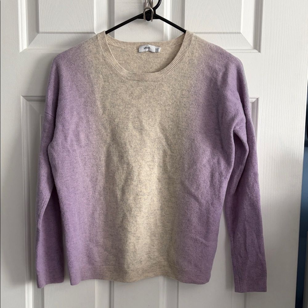 Vince Women’s Cashmere Wool Blend Dip Dye Vertical Sweater Top Size S